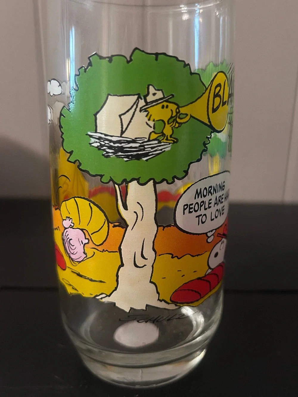 Vintage 1983 McDonald’s Camp Snoopy Glass Morning People Are Hard to Love